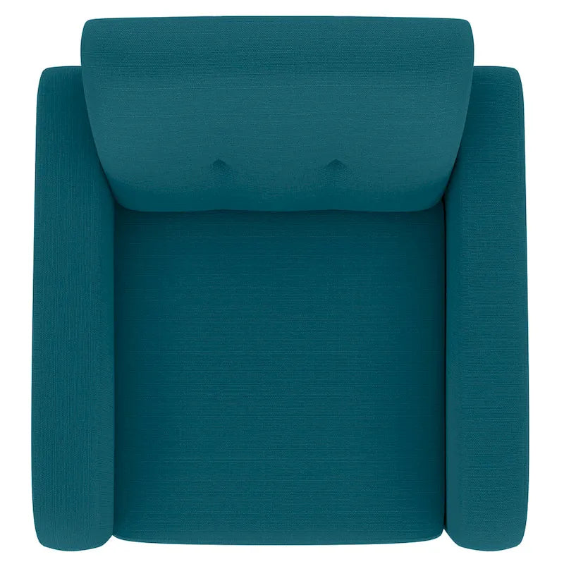 Fauteuil en lin bleu paon Mid-century Keflavik