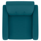 Fauteuil en lin bleu paon Mid-century Keflavik