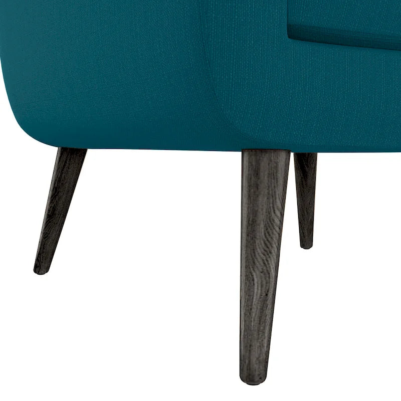 Fauteuil en lin bleu paon Mid-century Keflavik