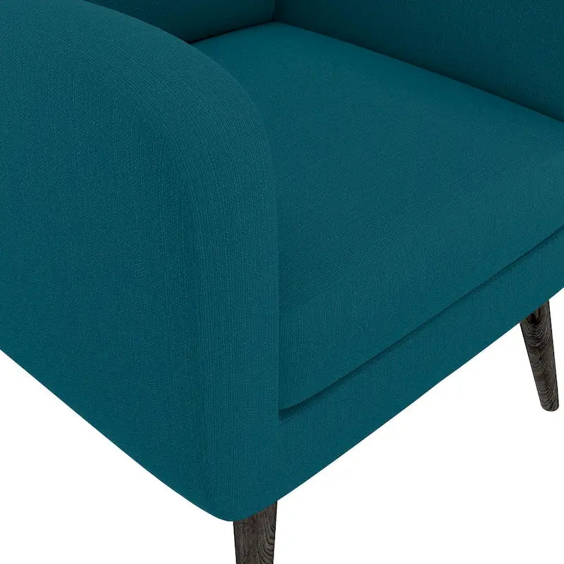 Fauteuil en lin bleu paon Mid-century Keflavik