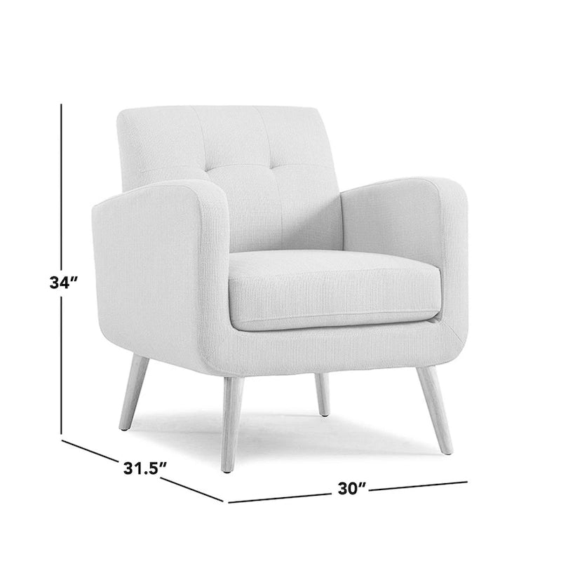 Fauteuil en lin bleu paon Mid-century Keflavik