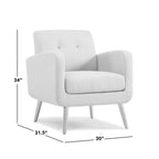 Fauteuil en lin bleu paon Mid-century Keflavik