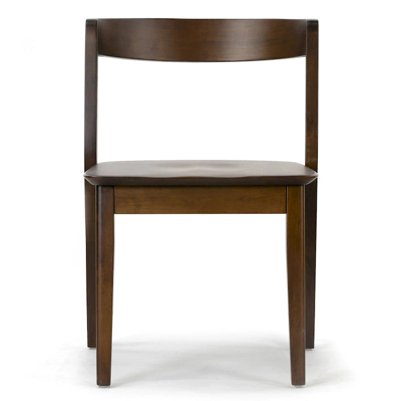 Lot de 2 chaises en bois massif marron foncé Astor avec dossier incurvé