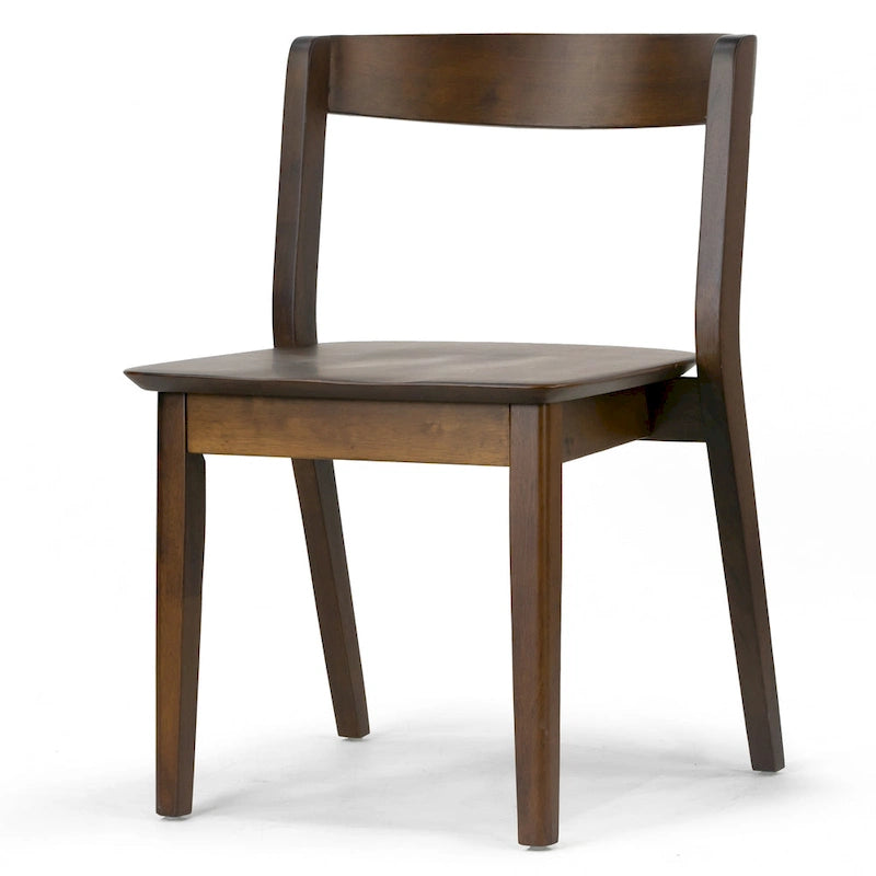 Lot de 2 chaises en bois massif marron foncé Astor avec dossier incurvé