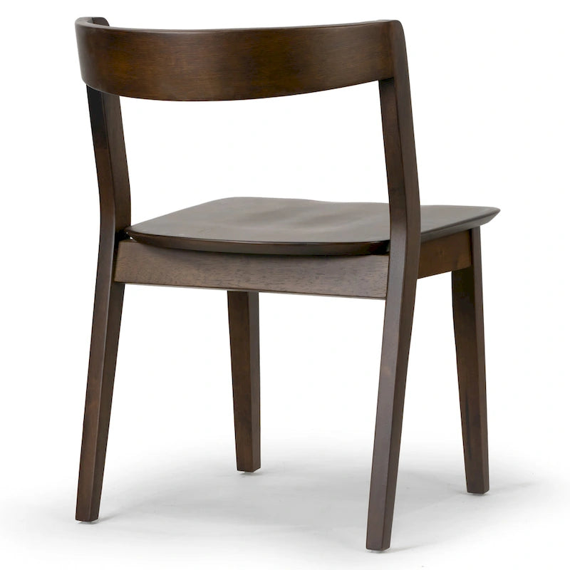 Lot de 2 chaises en bois massif marron foncé Astor avec dossier incurvé