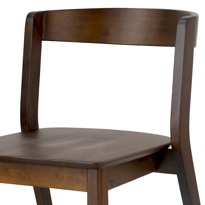 Lot de 2 chaises en bois massif marron foncé Astor avec dossier incurvé