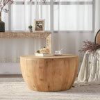 Table basse en bois en forme de tonneau style vintage