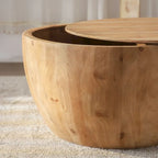 Table basse en bois en forme de tonneau style vintage