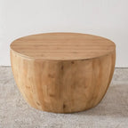 Table basse en bois en forme de tonneau style vintage