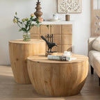 Table basse en bois en forme de tonneau style vintage