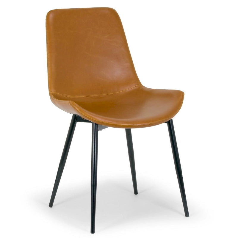 Chaises de salle à manger modernes Alary en similicuir marron caramel (lot de 2)