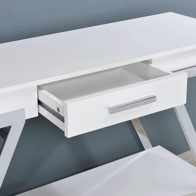 Console de canapé Cas Modern White 48 pouces en acier avec 1 tiroir et étagère de Furniture of America