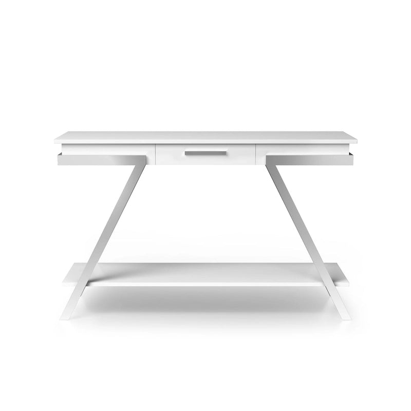 Console de canapé Cas Modern White 48 pouces en acier avec 1 tiroir et étagère de Furniture of America