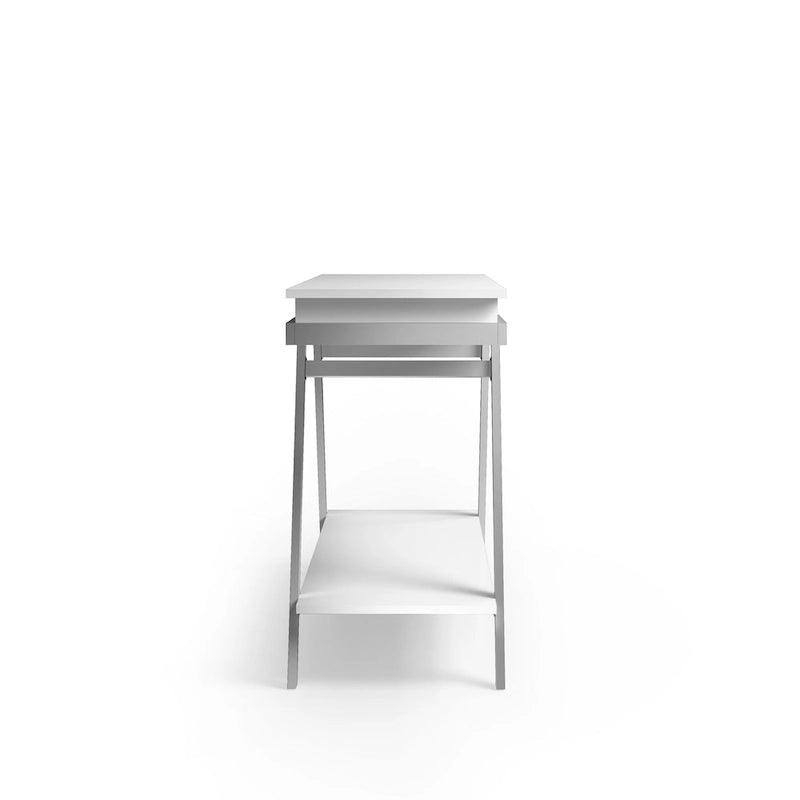 Console de canapé Cas Modern White 48 pouces en acier avec 1 tiroir et étagère de Furniture of America
