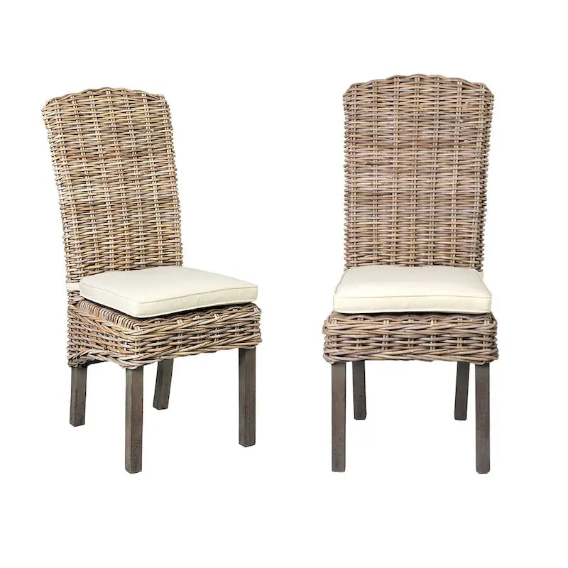 Chaises de salle à manger capitonnées en rotin naturel par East at Main (Lot de 2)