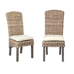 Chaises de salle à manger capitonnées en rotin naturel par East at Main (Lot de 2)