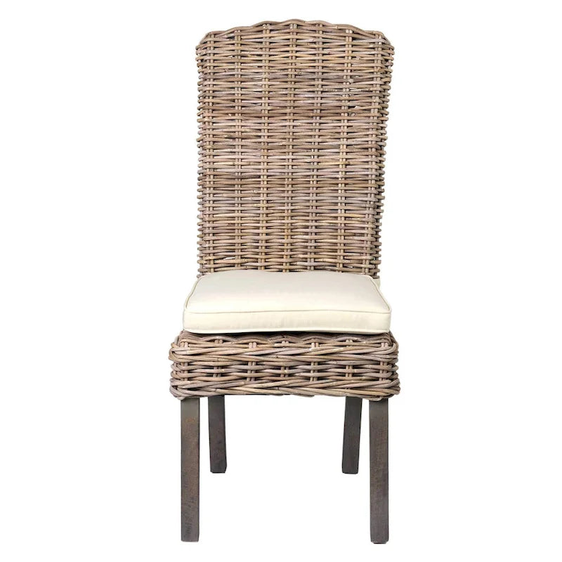 Chaises de salle à manger capitonnées en rotin naturel par East at Main (Lot de 2)