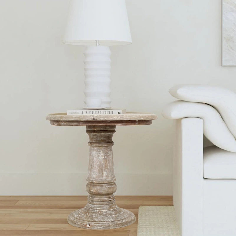 Table d'appoint ronde Kafe Natural en manguier par East at Main