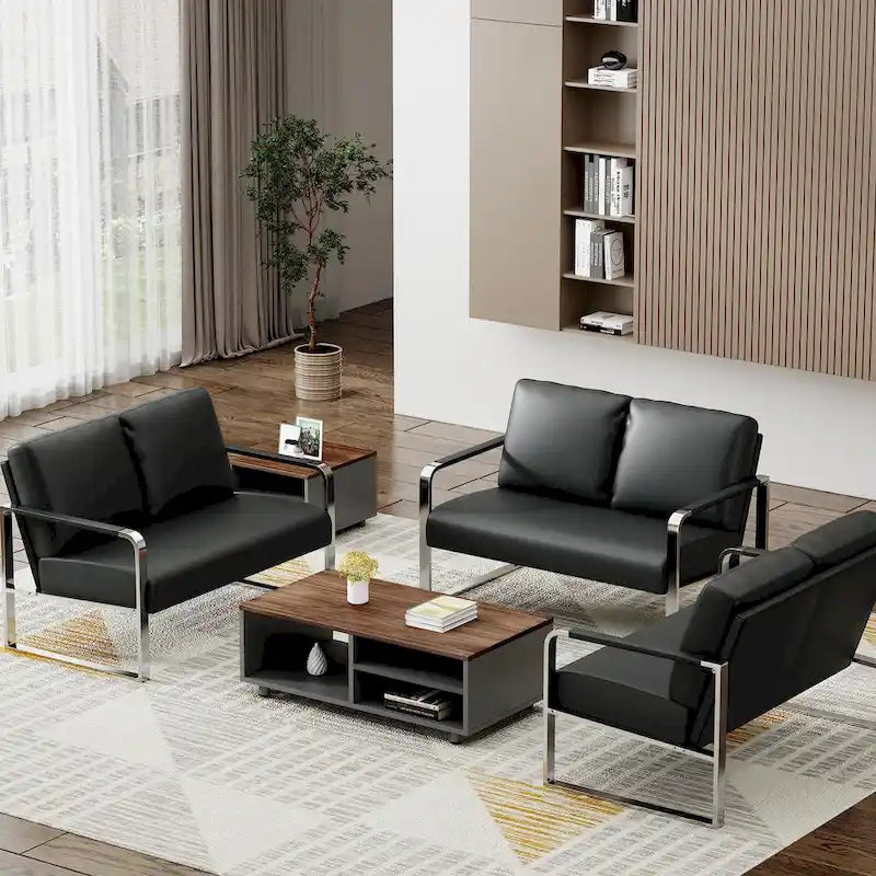 Petit canapé de type "loveseat", mini-canapé en cuir pour petits espaces, canapé loveseat en similicuir, petits canapés.