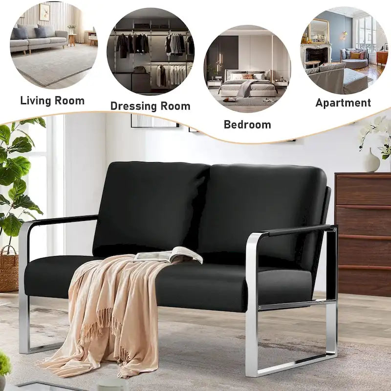 Petit canapé de type "loveseat", mini-canapé en cuir pour petits espaces, canapé loveseat en similicuir, petits canapés.