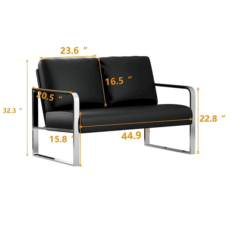Petit canapé de type "loveseat", mini-canapé en cuir pour petits espaces, canapé loveseat en similicuir, petits canapés.
