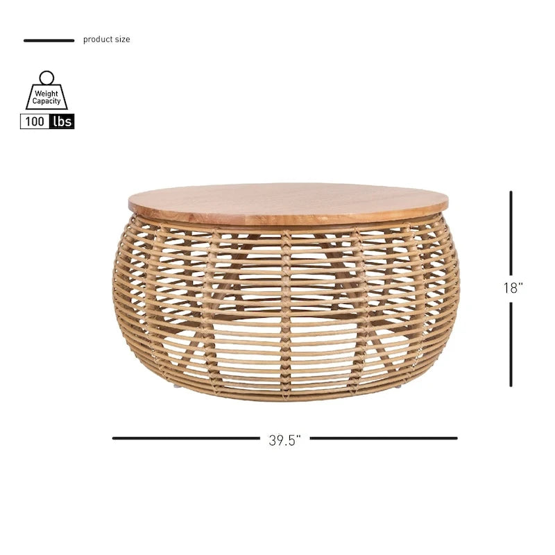 Table basse ronde en rotin Doolittle