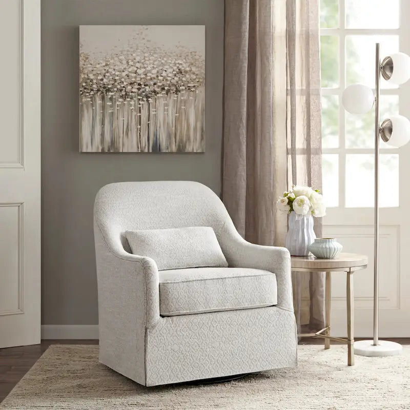  Doane Ivory/Black 360 degree Swivel Glider Chair