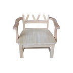 Chaise de salle à manger en bois massif avec accoudoirs et dossier en X double