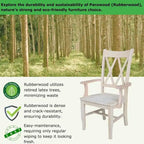 Chaise de salle à manger en bois massif avec accoudoirs et dossier en X double
