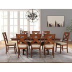 Ensemble de salle à manger 9 pièces en bois Karven de Roundhill Furniture, table à manger extensible à tréteaux avec 8 chaises, noyer foncé