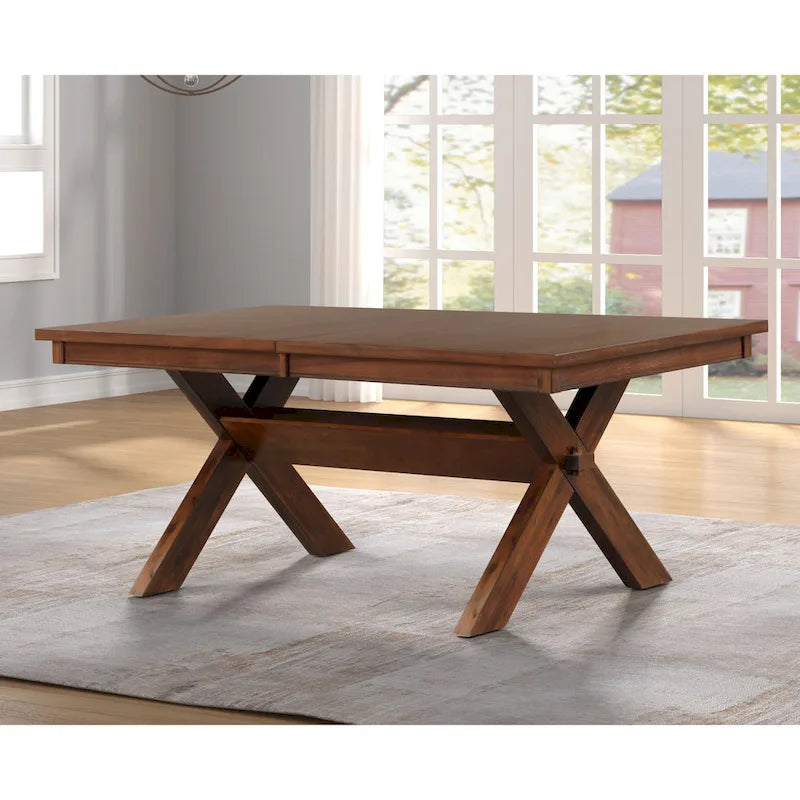 Ensemble de salle à manger 9 pièces en bois Karven de Roundhill Furniture, table à manger extensible à tréteaux avec 8 chaises, noyer foncé