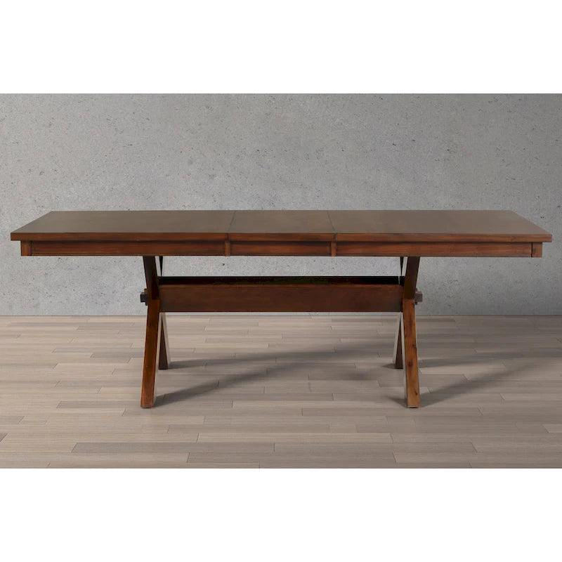 Ensemble de salle à manger 9 pièces en bois Karven de Roundhill Furniture, table à manger extensible à tréteaux avec 8 chaises, noyer foncé