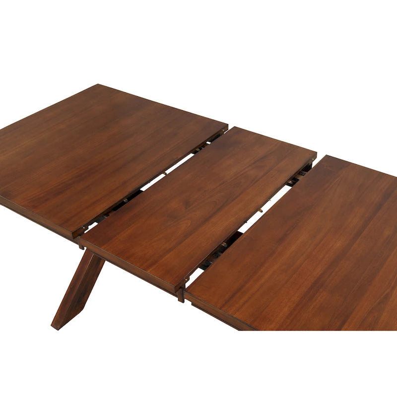Ensemble de salle à manger 9 pièces en bois Karven de Roundhill Furniture, table à manger extensible à tréteaux avec 8 chaises, noyer foncé