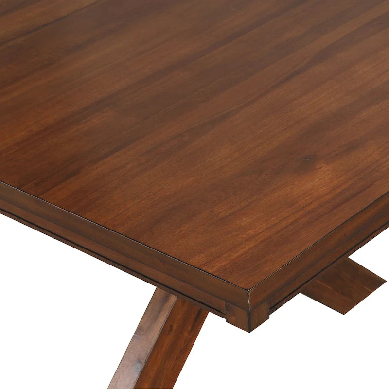 Ensemble de salle à manger 9 pièces en bois Karven de Roundhill Furniture, table à manger extensible à tréteaux avec 8 chaises, noyer foncé