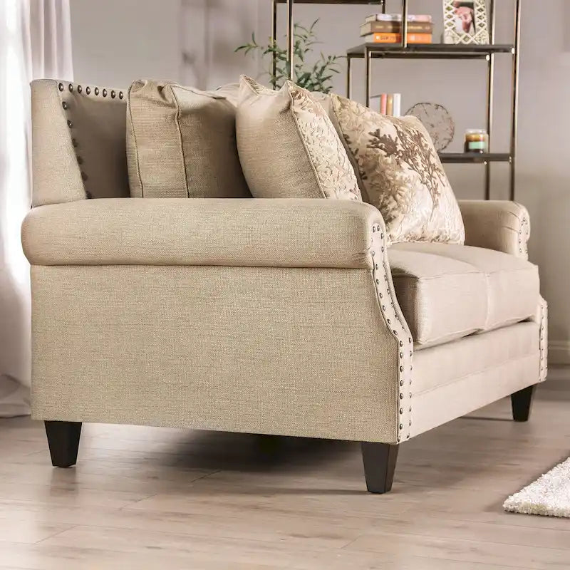 Ensemble de salon traditionnel 2 pièces beige Qyn