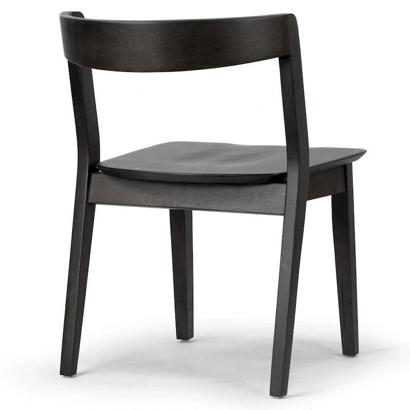 Lot de 2 chaises en bois massif noir Astor avec dossier courbé