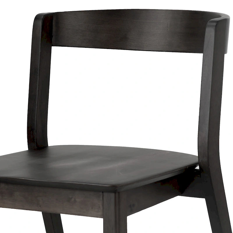 Lot de 2 chaises en bois massif noir Astor avec dossier courbé