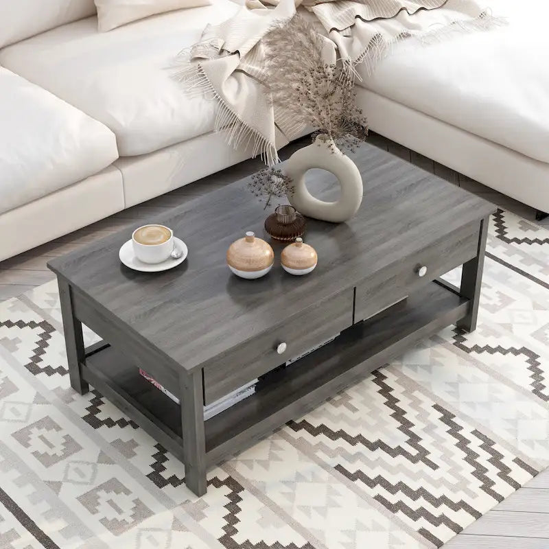 Table basse Aranda Rustic Grey 43 pouces en bois à 1 étagère par Furniture of America