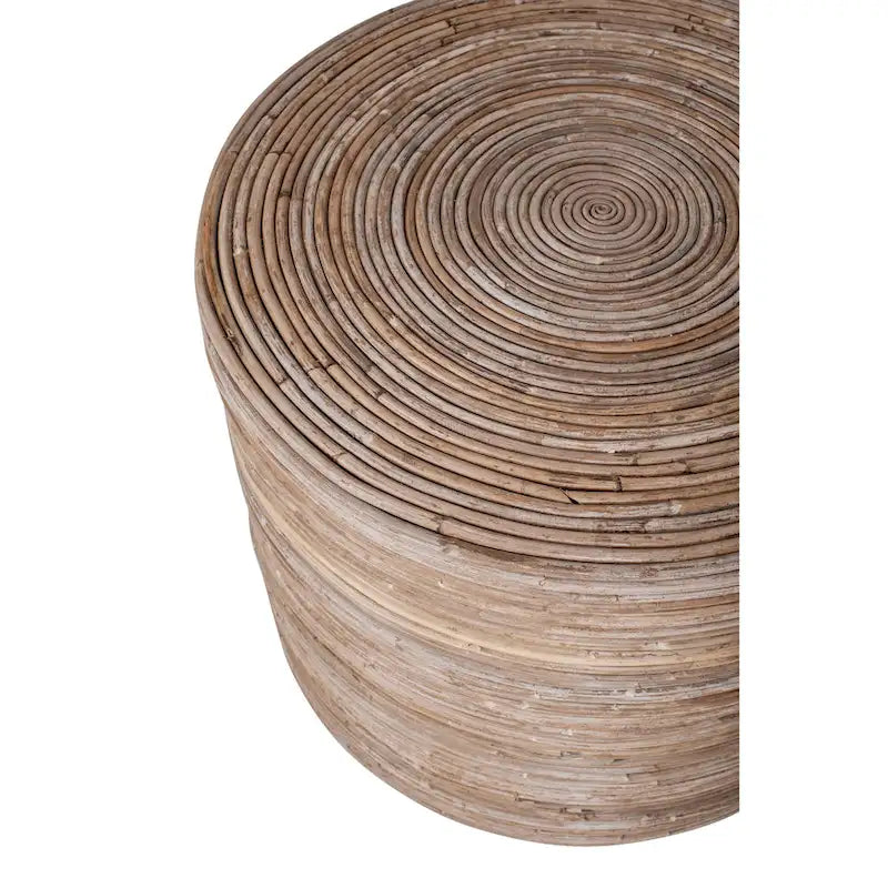 Repose-pieds / tabouret ottoman rond en rotin naturel par - 19x19x14.2