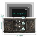 Meuble TV Evelynn avec porte de grange coulissante, meuble de divertissement en bois de style ferme pour téléviseurs jusqu'à 65 pouces, blanc