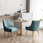 SEYNAR Chaise de salle à manger ou chaise de vanité moderne glamour en velours plissé bouclé (lot de 2) avec poignée arrière