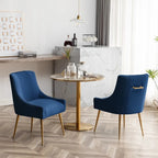 SEYNAR Chaise de salle à manger ou chaise de vanité moderne glamour en velours plissé bouclé (lot de 2) avec poignée arrière