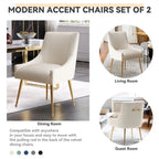 SEYNAR Chaise de salle à manger ou chaise de vanité moderne glamour en velours plissé bouclé (lot de 2) avec poignée arrière