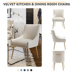 SEYNAR Chaise de salle à manger ou chaise de vanité moderne glamour en velours plissé bouclé (lot de 2) avec poignée arrière