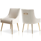 SEYNAR Chaise de salle à manger ou chaise de vanité moderne glamour en velours plissé bouclé (lot de 2) avec poignée arrière