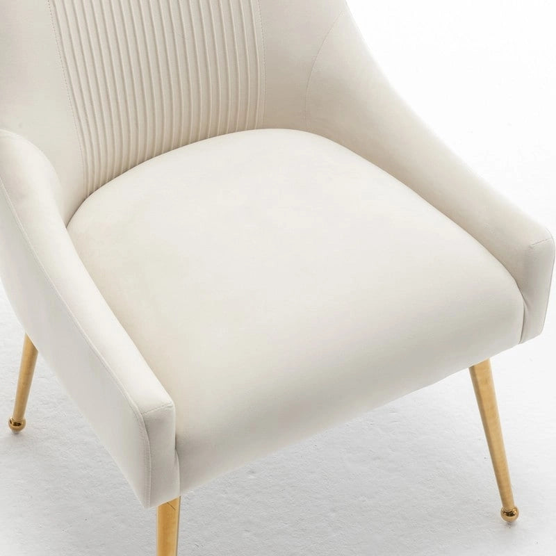 SEYNAR Chaise de salle à manger ou chaise de vanité moderne glamour en velours plissé bouclé (lot de 2) avec poignée arrière