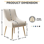 SEYNAR Chaise de salle à manger ou chaise de vanité moderne glamour en velours plissé bouclé (lot de 2) avec poignée arrière
