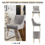 SEYNAR Chaise de salle à manger ou chaise de vanité moderne glamour en velours plissé bouclé (lot de 2) avec poignée arrière