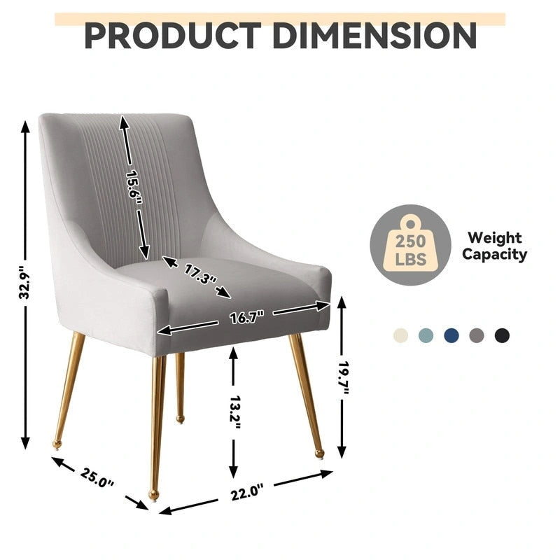 SEYNAR Chaise de salle à manger ou chaise de vanité moderne glamour en velours plissé bouclé (lot de 2) avec poignée arrière