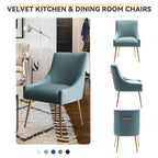 SEYNAR Chaise de salle à manger ou chaise de vanité moderne glamour en velours plissé bouclé (lot de 2) avec poignée arrière